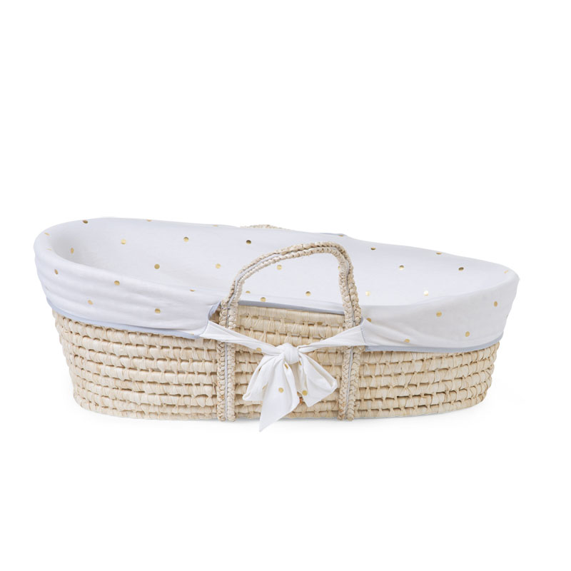 Childhome MOSES BASKET COVER GOLD DOTS